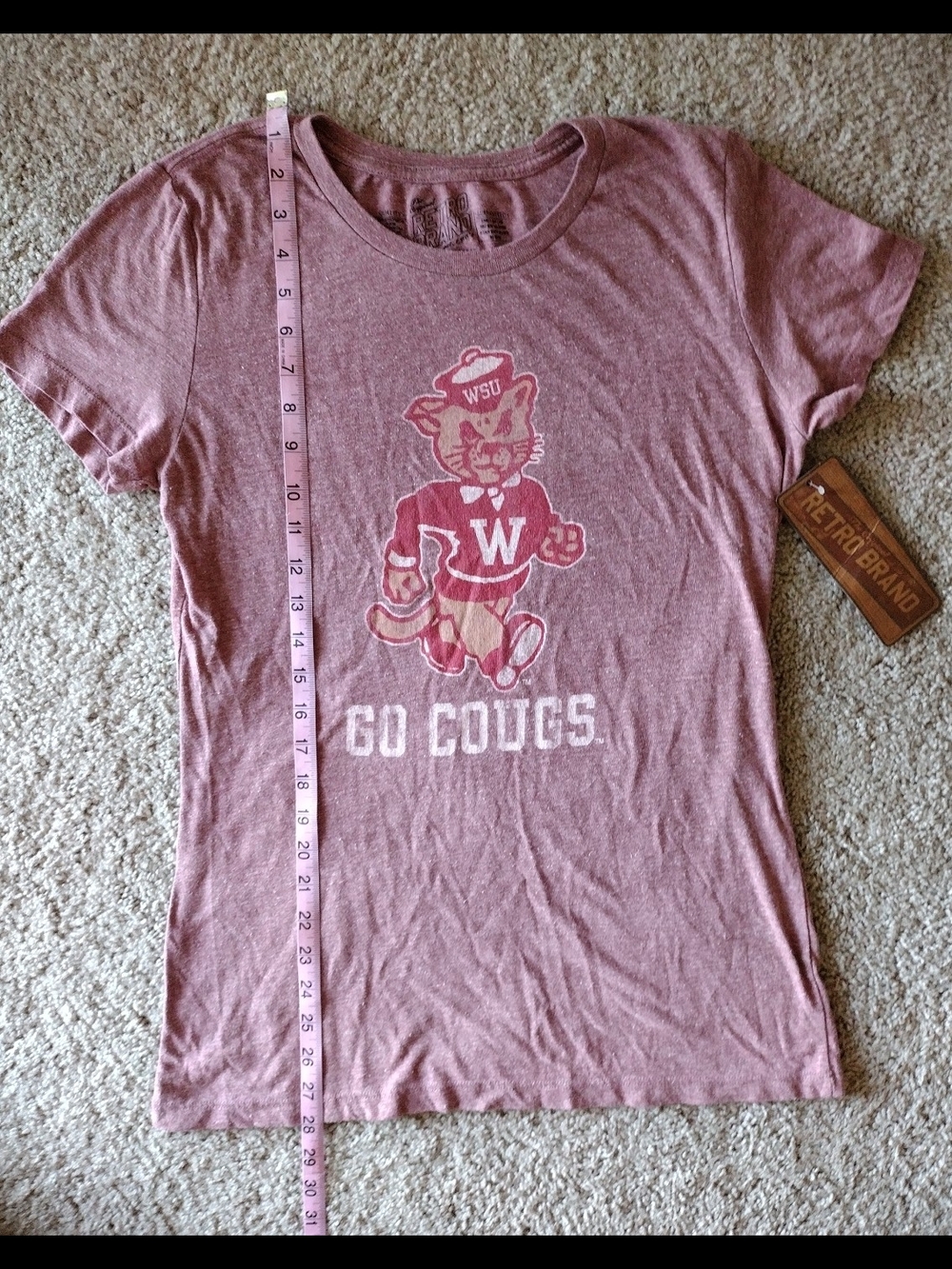 Women's WSU Women's Maroon 'Go Cougs' Mascot T-Shirt Size L - Picture 10 of 14